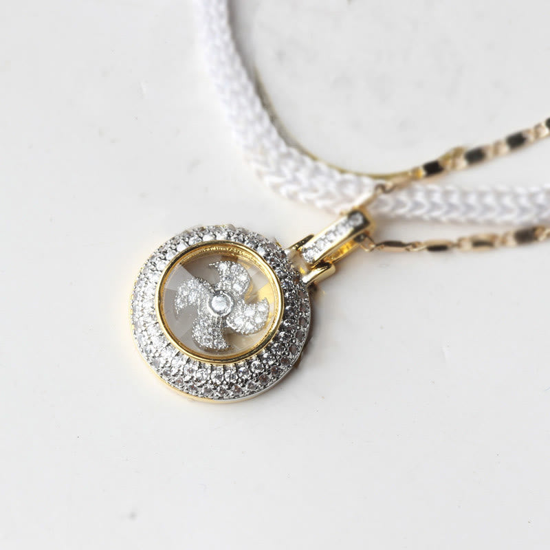 Buddha Stones Gold plated Copper Brass Rotatable Windmill Fu Balance Necklace Pendant - image 13