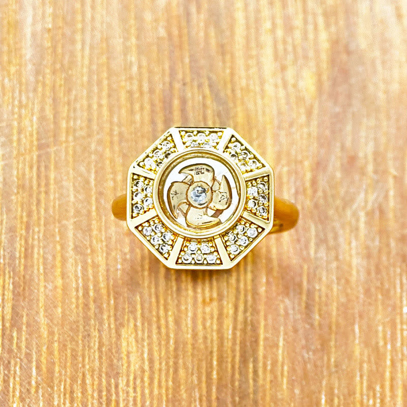 Buddha Stones Gold Plated Copper Windmill Feng Sheng Shui Qi Luck Wealth Adjustable Ring - image 3