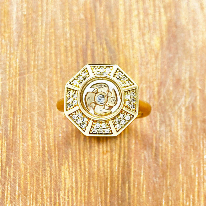 Buddha Stones Gold Plated Copper Windmill Feng Sheng Shui Qi Luck Wealth Adjustable Ring - image 3