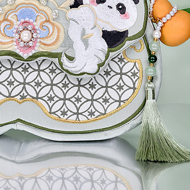 Buddha Stones Panda Flowers Gourd Pendant Shoulder Bag Crossbody Bag - image 10