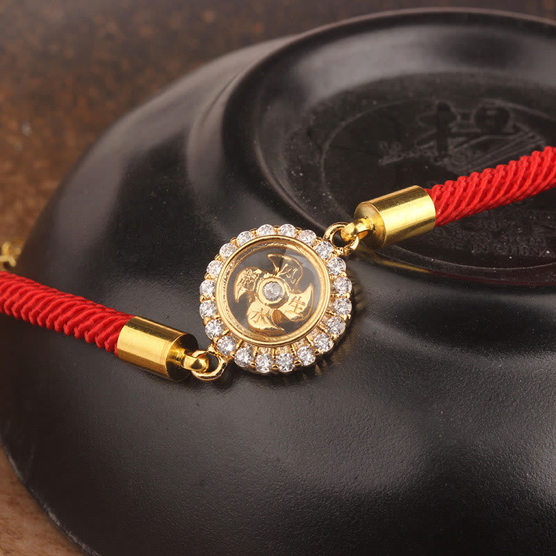 Buddha Stones Red String Copper Brass Rotatable Windmill Feng Sheng Shui Qi Protection Braided Bracelet - image 11