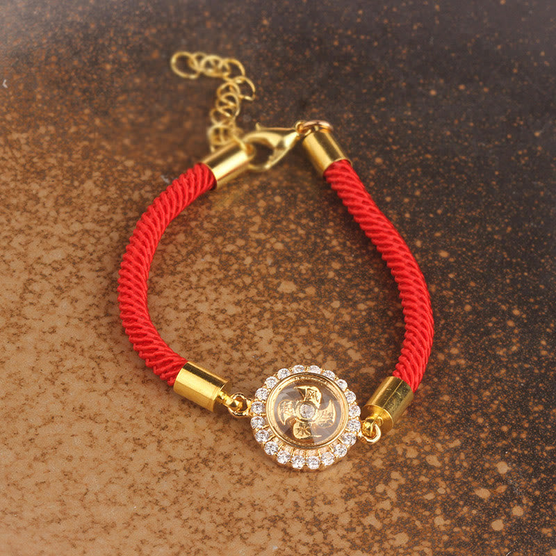 Buddha Stones Red String Copper Brass Rotatable Windmill Feng Sheng Shui Qi Protection Braided Bracelet - image 9
