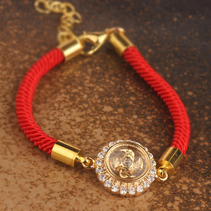 Buddha Stones Red String Copper Brass Rotatable Windmill Feng Sheng Shui Qi Protection Braided Bracelet - image 7