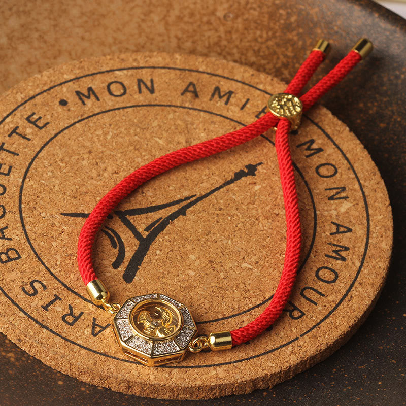 Buddha Stones Copper Brass Rotatable Windmill Feng Sheng Shui Qi Red String Faith Braided Bracelet - image 9
