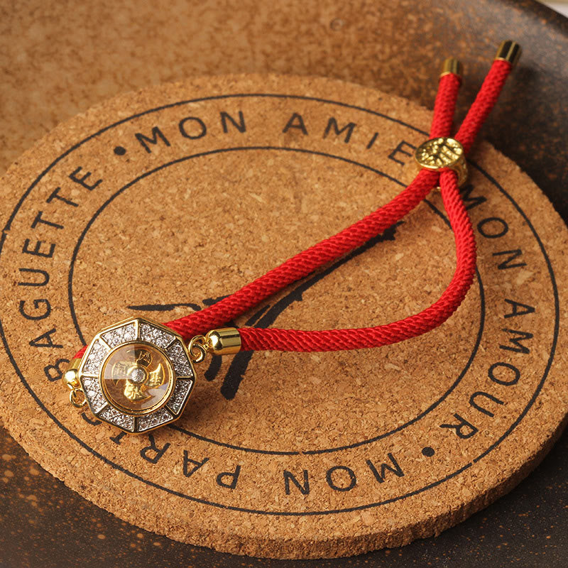 Buddha Stones Copper Brass Rotatable Windmill Feng Sheng Shui Qi Red String Faith Braided Bracelet - image 8
