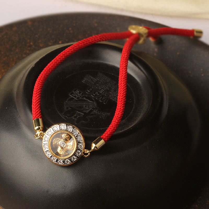 Buddha Stones Copper Brass Feng Sheng Shui Qi Rotatable Windmill  Red String Faith Braided Bracelet - image 11