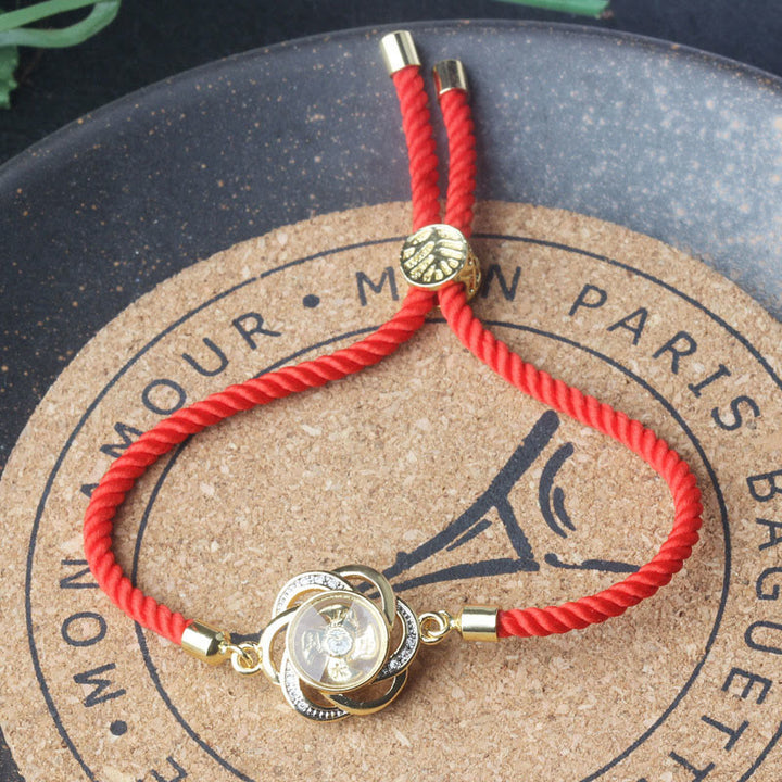 Buddha Stones Rotatable Plum Red String Copper Brass Windmill Feng Sheng Shui Qi Protection Braided Bracelet - image 9