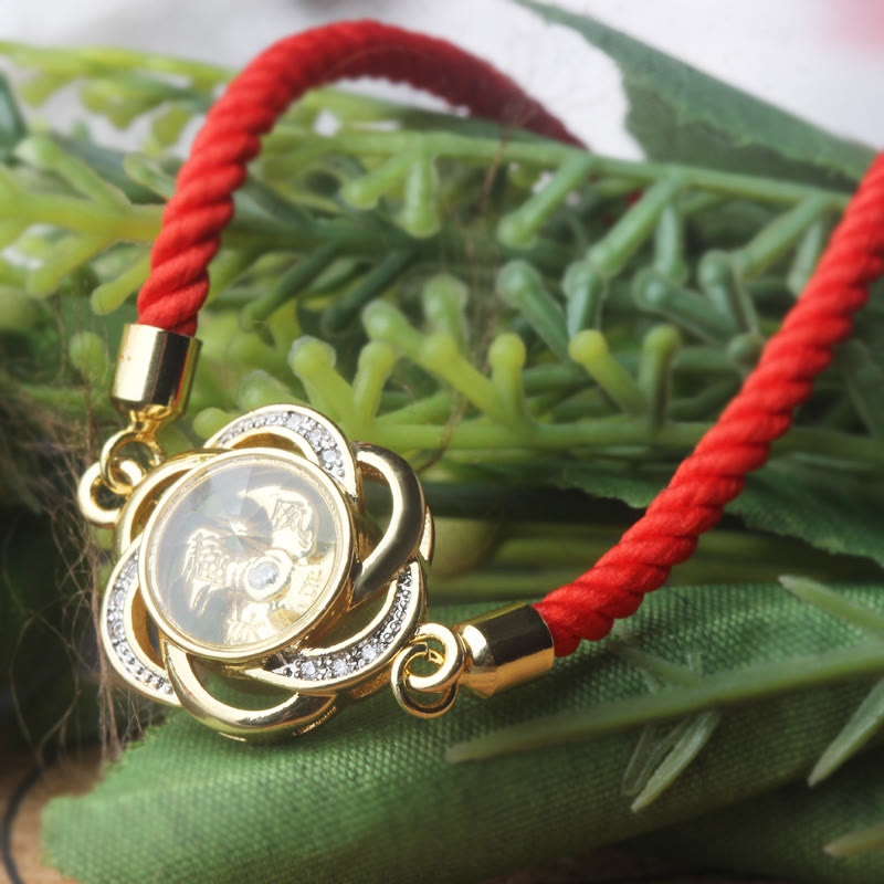 Buddha Stones Rotatable Plum Red String Copper Brass Windmill Feng Sheng Shui Qi Protection Braided Bracelet - image 7