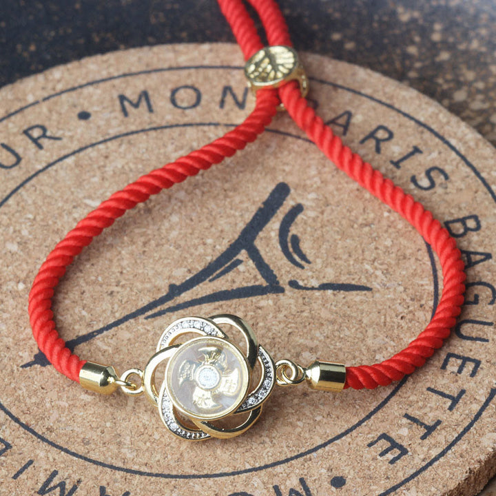 Buddha Stones Rotatable Plum Red String Copper Brass Windmill Feng Sheng Shui Qi Protection Braided Bracelet - image 10