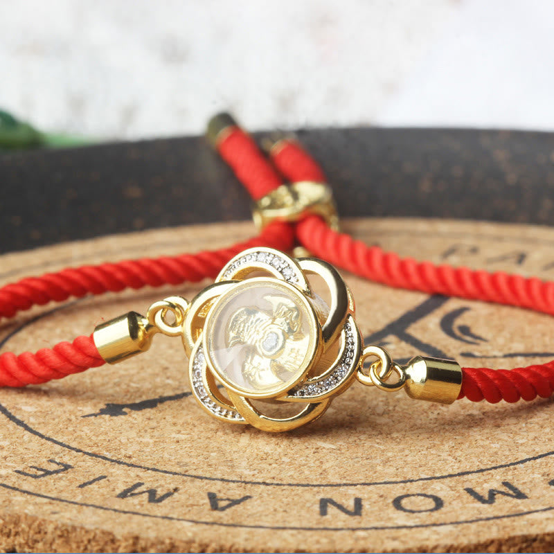 Buddha Stones Rotatable Plum Red String Copper Brass Windmill Feng Sheng Shui Qi Protection Braided Bracelet - image 8