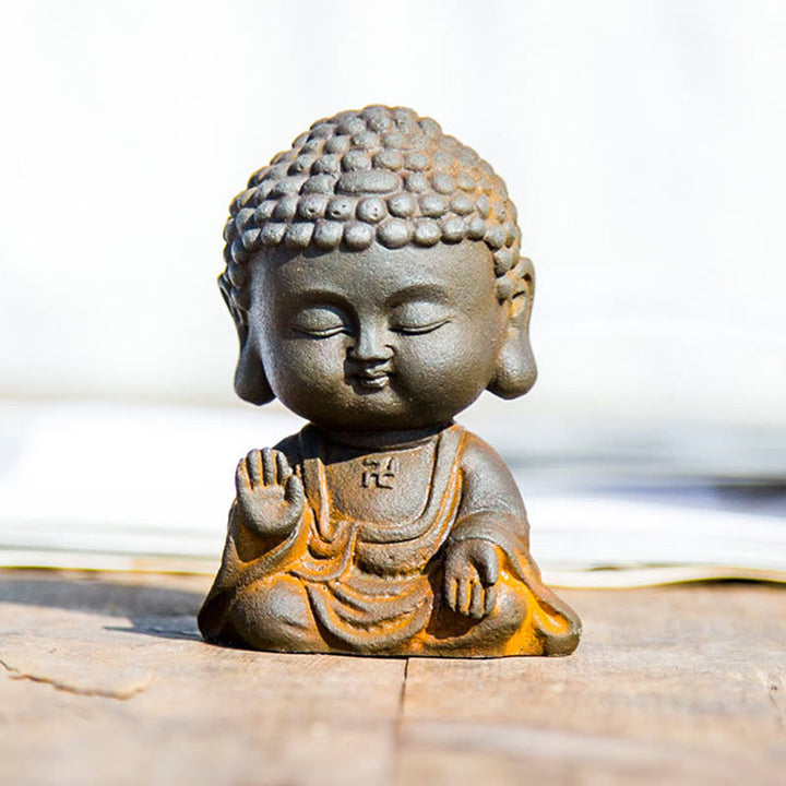 Buddha Stones Small Meditating Buddha Iron Powder Rust Cast Resin Statue Home Decoration - image 14