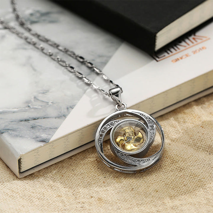 Buddha Stones Gold plated Copper Brass Rotatable Windmill Luck Necklace Pendant - image 6