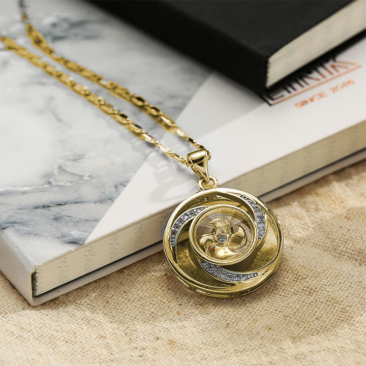 Buddha Stones Gold plated Copper Brass Rotatable Windmill Luck Necklace Pendant - image 16