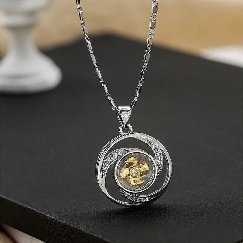 Buddha Stones Gold plated Copper Brass Rotatable Windmill Luck Necklace Pendant - image 3