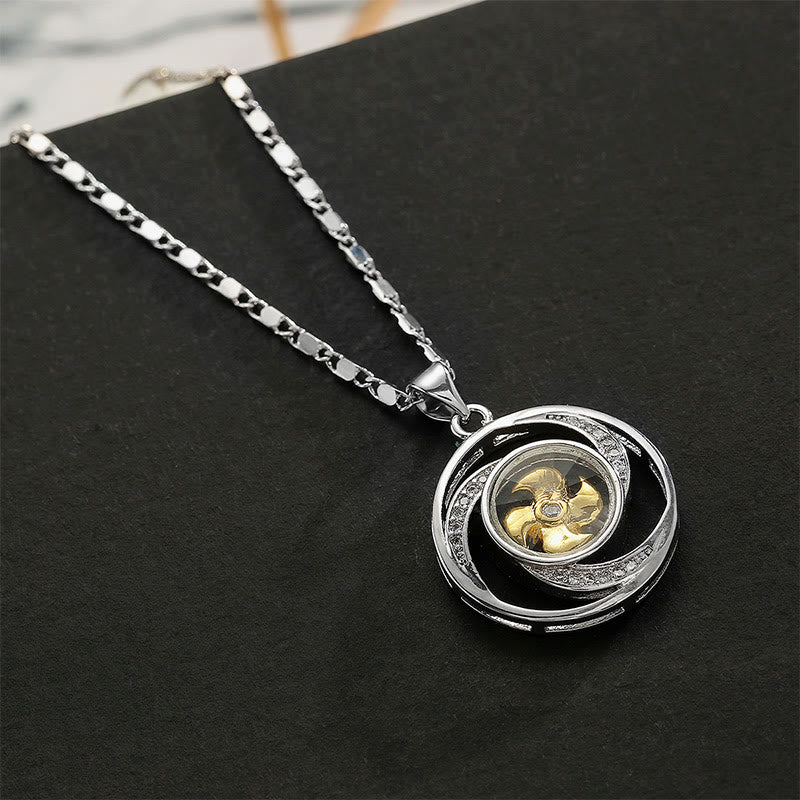 Buddha Stones Gold plated Copper Brass Rotatable Windmill Luck Necklace Pendant - image 4