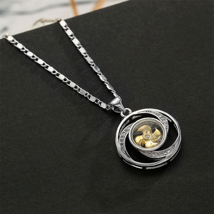 Buddha Stones Gold plated Copper Brass Rotatable Windmill Luck Necklace Pendant - image 4