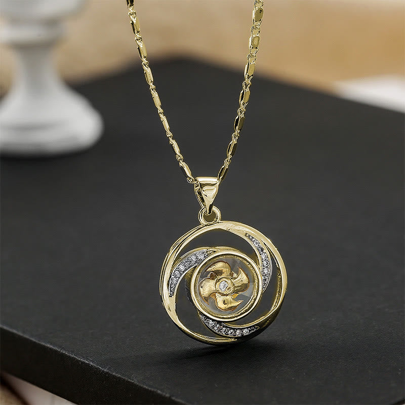 Buddha Stones Gold plated Copper Brass Rotatable Windmill Luck Necklace Pendant - image 15