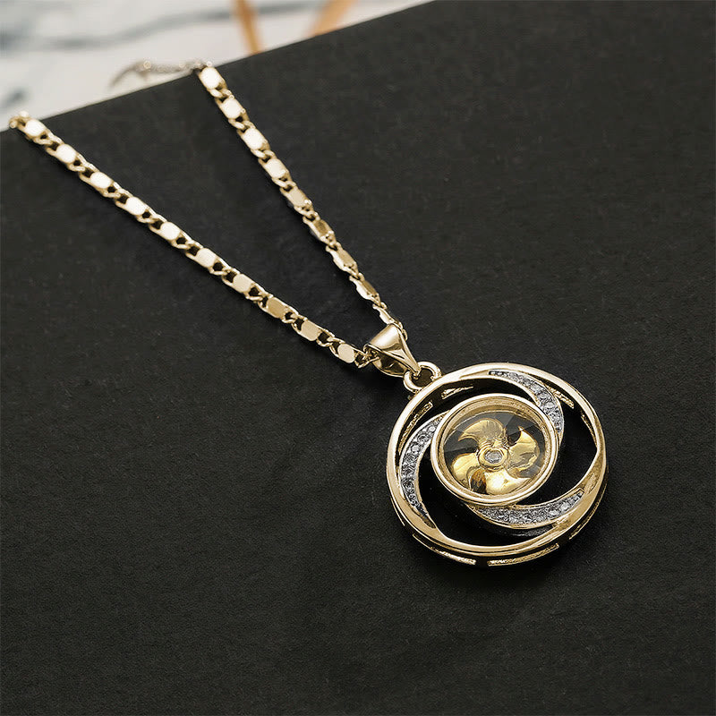 Buddha Stones Gold plated Copper Brass Rotatable Windmill Luck Necklace Pendant - image 7