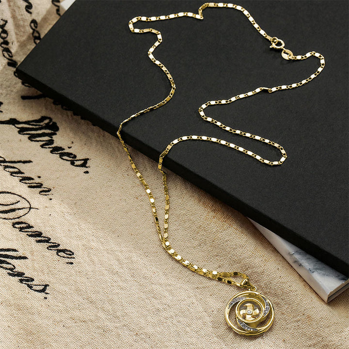 Buddha Stones Gold plated Copper Brass Rotatable Windmill Luck Necklace Pendant - image 17
