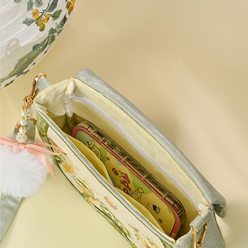 Buddha Stones Osmanthus Rabbit Embroidery Pearl Chain Furball Tassel Shoulder Bag Crossbody Bag - image 4