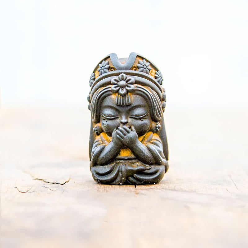 Buddha Stones Handmade Zakiram Iron Powder Rust Cast Resin Statue Zen Home Decoration - Rust Version - Don't Say 7*4*4cm - image 10