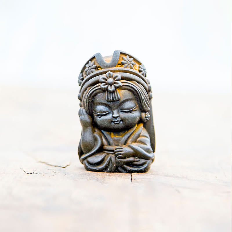 Buddha Stones Handmade Zakiram Iron Powder Rust Cast Resin Statue Zen Home Decoration - Rust Version - Don't Think 7*4*4cm - image 14