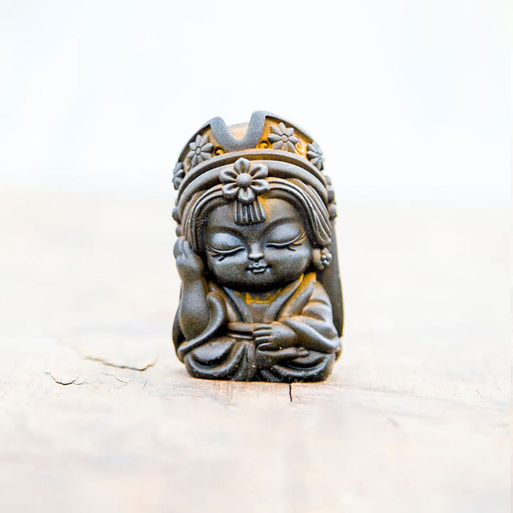 Buddha Stones Handmade Zakiram Iron Powder Rust Cast Resin Statue Zen Home Decoration - Rust Version - Don't Think 7*4*4cm - image 14