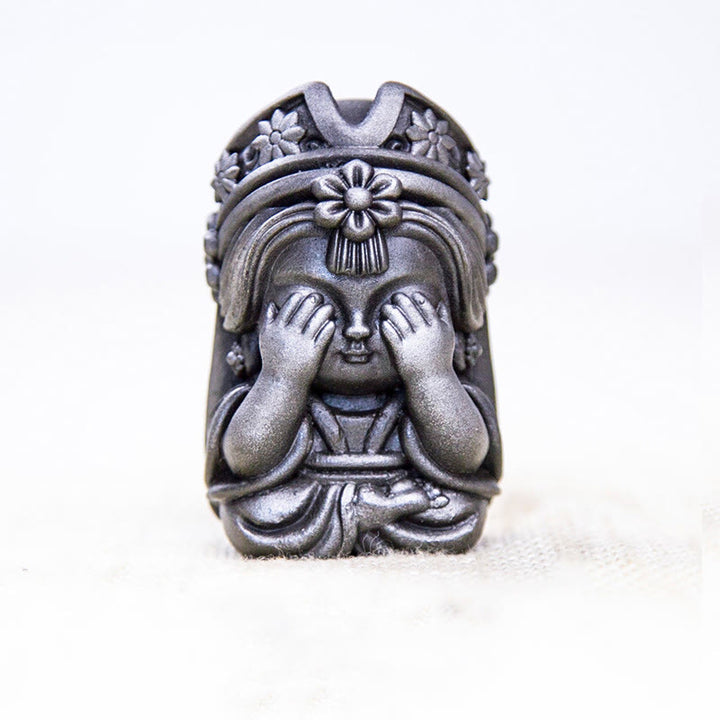 Buddha Stones Handmade Zakiram Iron Powder Rust Cast Resin Statue Zen Home Decoration - Polished Version - Don't Look 7*4*4cm - image 24