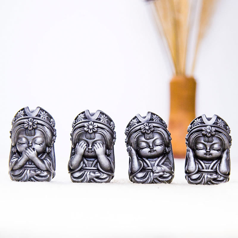 Buddha Stones Handmade Zakiram Iron Powder Rust Cast Resin Statue Zen Home Decoration - Polished Version - 4Pcs Set - image 31
