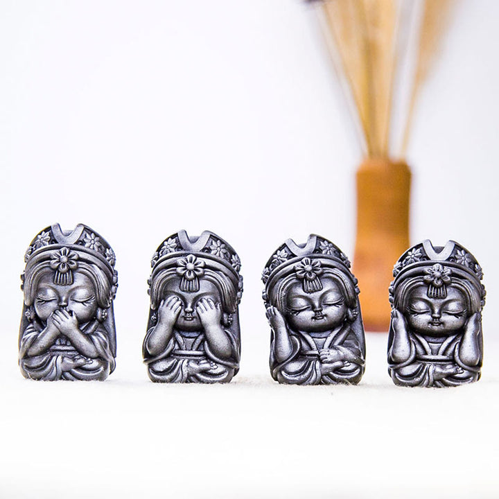 Buddha Stones Handmade Zakiram Iron Powder Rust Cast Resin Statue Zen Home Decoration - Polished Version - 4Pcs Set - image 31