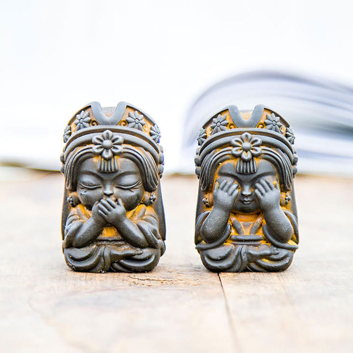Buddha Stones Handmade Zakiram Iron Powder Rust Cast Resin Statue Zen Home Decoration - image 4
