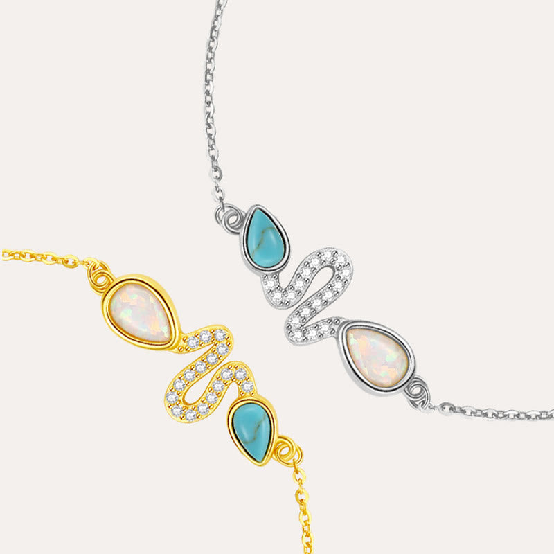 Buddha Stones 925 Sterling Silver Turquoise Opal Year Of The Snake Protection Bracelet - image 10