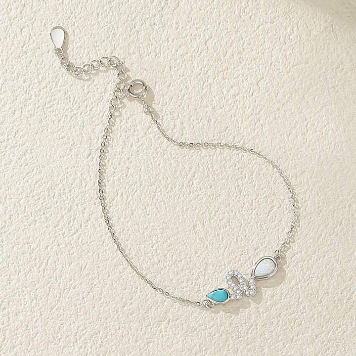 Buddha Stones 925 Sterling Silver Turquoise Opal Year Of The Snake Protection Bracelet - 925 Sterling Silver Plated Platinum - image 7