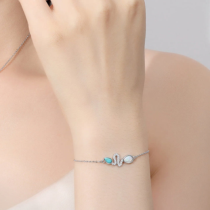 Buddha Stones 925 Sterling Silver Turquoise Opal Year Of The Snake Protection Bracelet - image 9