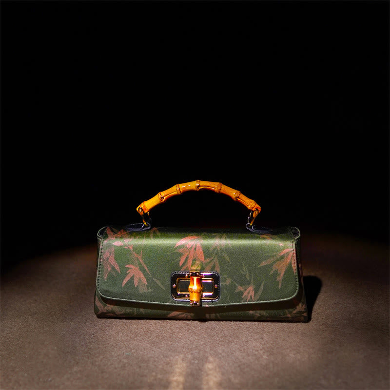 Buddha Stones Leaves Branches Bamboo Handle Metal Chain Crossbody Bag Hangbags - image 1