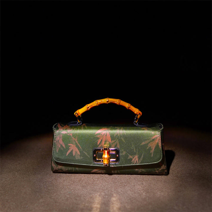 Buddha Stones Leaves Branches Bamboo Handle Metal Chain Crossbody Bag Hangbags - image 1