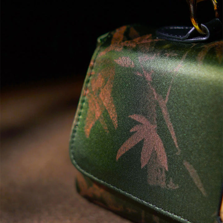 Buddha Stones Leaves Branches Bamboo Handle Metal Chain Crossbody Bag Hangbags - image 9