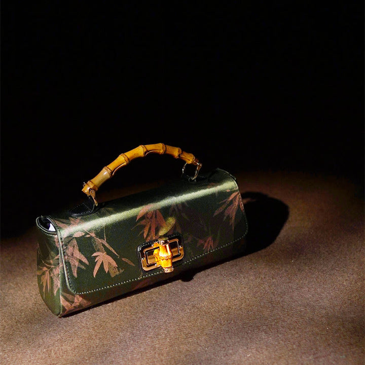 Buddha Stones Leaves Branches Bamboo Handle Metal Chain Crossbody Bag Hangbags - image 2
