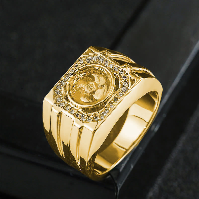 Buddha Stones Gold Plated Copper Brass Windmill Healing Ring - Gold Plated Copper Brass Windmill - US11 - image 1
