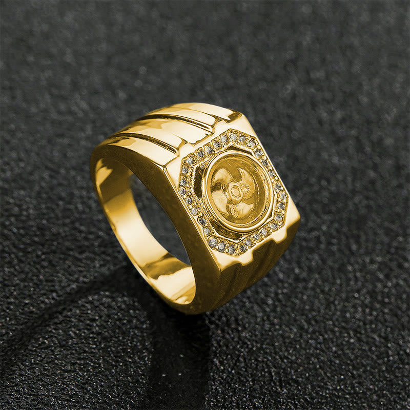 Buddha Stones Gold Plated Copper Brass Windmill Healing Ring - image 2