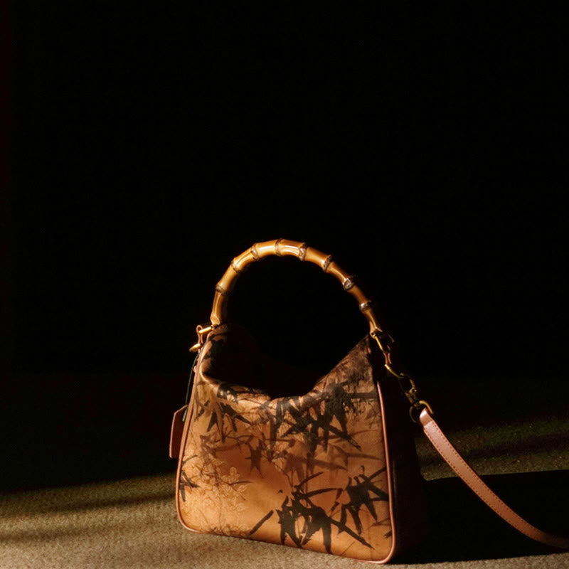 Buddha Stones Lush Bamboo Handle Xiangyunsha Silk Crossbody Bag Hangbags - image 16
