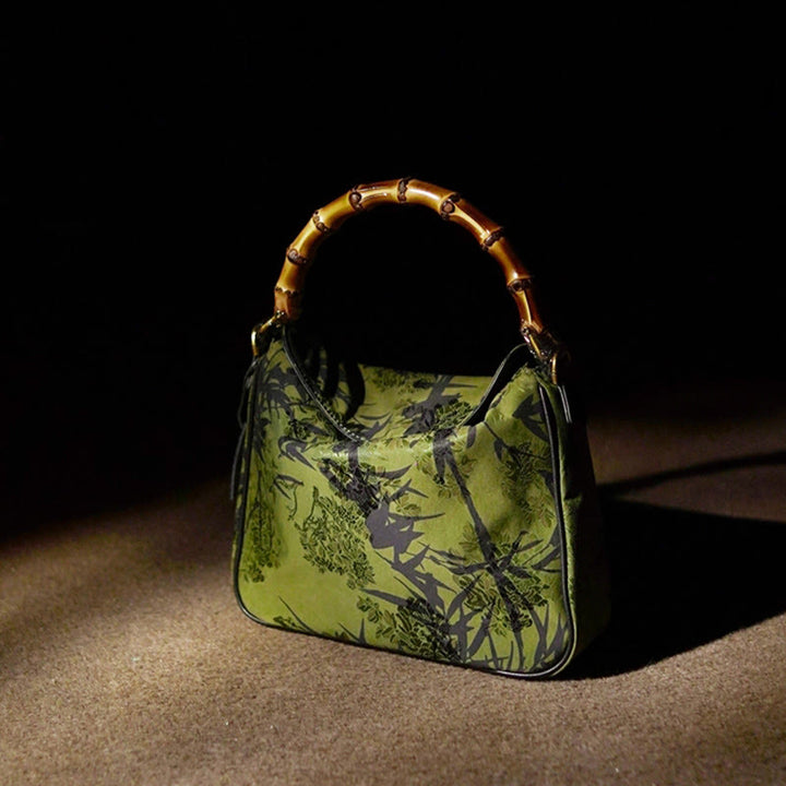 Buddha Stones Lush Bamboo Handle Xiangyunsha Silk Crossbody Bag Hangbags - image 2
