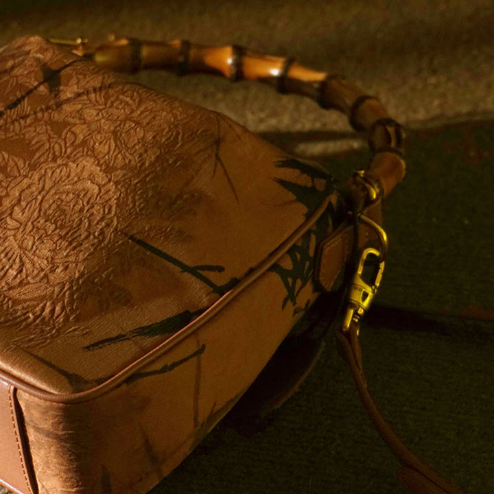 Buddha Stones Lush Bamboo Handle Xiangyunsha Silk Crossbody Bag Hangbags - image 25