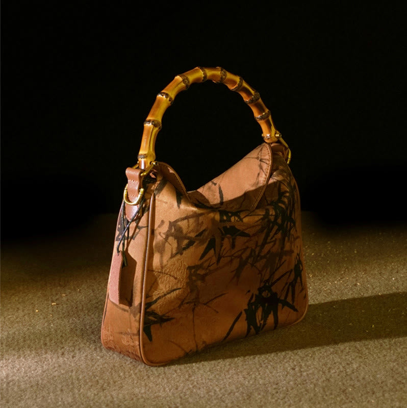 Buddha Stones Lush Bamboo Handle Xiangyunsha Silk Crossbody Bag Hangbags - image 12