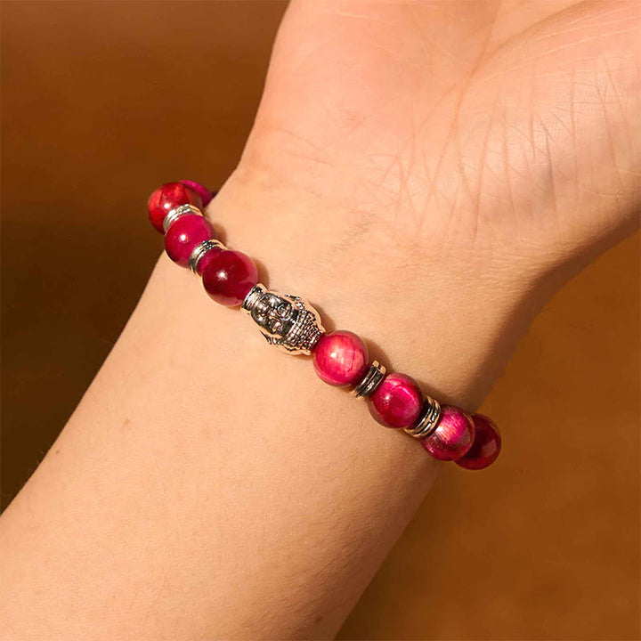 Buddha Stones Blue Green Red Tiger Eye Buddha Head Balance Bracelet - image 30