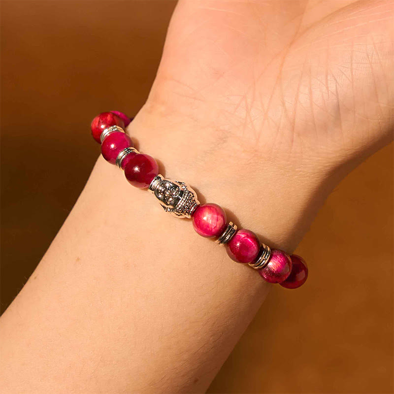 Buddha Stones Blue Green Red Tiger Eye Buddha Head Balance Bracelet - image 31