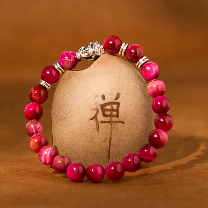 Buddha Stones Blue Green Red Tiger Eye Buddha Head Balance Bracelet - image 29