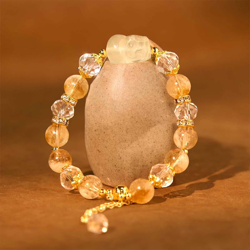 Buddha Stones Natural Citrine Pixiu Prosperity Bracelet - Citrine(Wrist Circumference: 17-18cm) - image 0