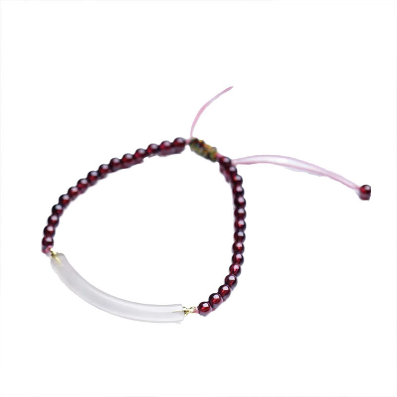 Buddha Stones Garnet Gray Agate Calm Cuff Half Bracelet Bangle - image 4