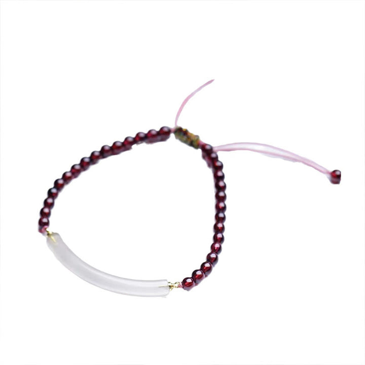 Buddha Stones Garnet Gray Agate Calm Cuff Half Bracelet Bangle - image 4